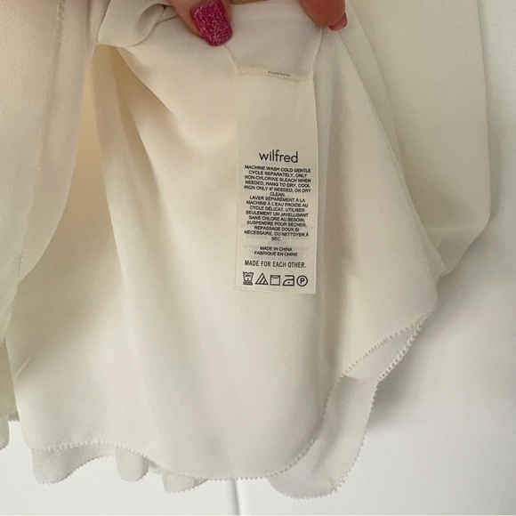 Aritzia Wilfred Tempest Mini Dress Smocked White Chiffon Romantic Feminine 2XS - Picture 8 of 16
